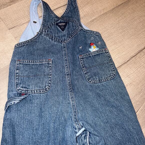 Osh Kosh Fleece Lined denim overalls with penguins /winter toddler sz 18 months - Picture 6 of 6